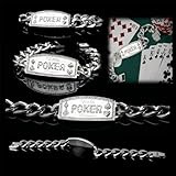 Silver Link World Poker Bracelet, Model# 10-SLWC