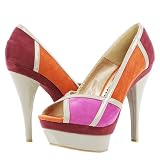 Davinci Open Toe Color Block High Heel Pumps ORANGE MULTI
