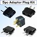5pc World Travel Adapter Plug Kit for USA (American), UK, Europe, Asia, & Australia
