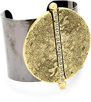 Paige Novick "Tahoe" Gold Textured Medallion Cuff Bracelet with Pave