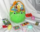 Plush Frog Kids Gift Basket for Easter, Big Brother, Big Sister, ANYTHING - Candy, Games, Crafts, Coloring, Activites, FUN!