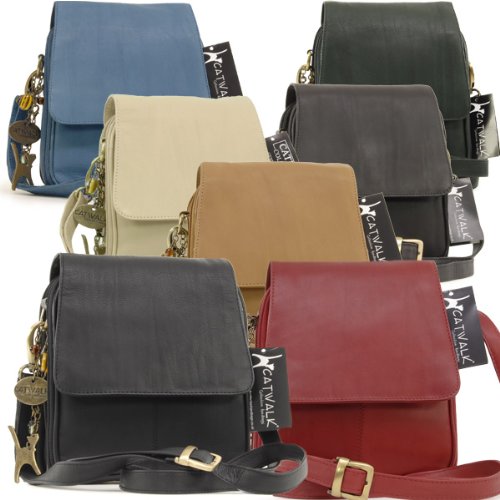 Catwalk Collection Leather Organiser Messenger Bag