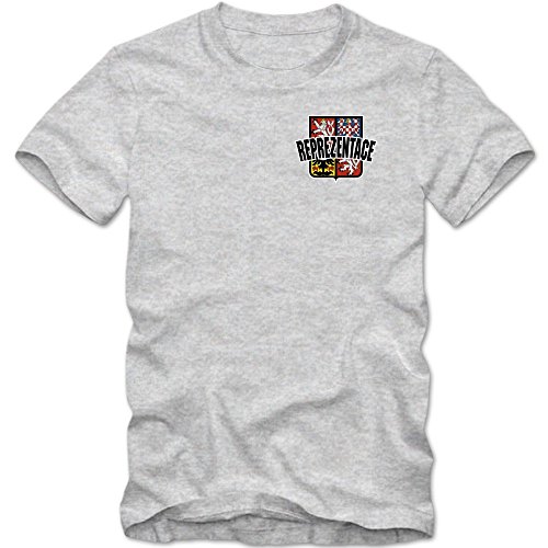 Tschechien EM 2016 #5 T-Shirt | Fußball | Herren | Trikot | Reprezentace | Nationalmannschaft, Farbe:Graumeliert (Grey Melange L190);Größe:S