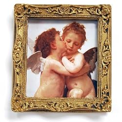 The First Kiss - Gold Frame Magnet with pop-out easel (2-3/4" x 2-1/2")