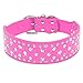 Didog 2 inch Width Wide Dog Collar with Rhinestone Studded Fit Medium Large Dogs for Festival Dress Up,Hot Pink,XL Size