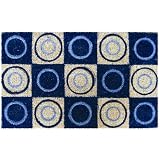 Blue Circles Design Coir Doormat by 