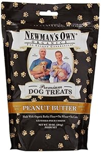 Newman's Own Organics Premium Dog Treats, Peanut Butter, Medium Size, 10-Ounce Bags (Pack of 6)