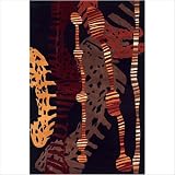 New Wave 103 Black Contemporary Wool Rug Size: 76 x 96