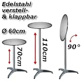 ALU Bistrotisch, Stehtisch, Bartisch, Tisch, Gartentisch, Partytisch, Alutisch höhenverstellbar, kippbar, Ø ca. 60 cm