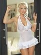 Sale SeXy White Halter Babydoll Ruffle trim Matching Pantie Set Bridal Wedding Gift Idea