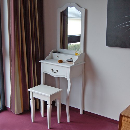 Schmaler Schminktisch Frisiertsich EMMA, 3 Schubladen, weiss, nur 50cm breit