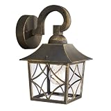 from RING Modern Robust Black Brushed Gold IP44 Outdoor Garden Wall Light Lantern