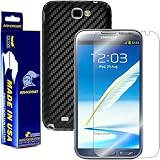 ArmorSuit MilitaryShield - Samsung Galaxy Note 2 Note II Screen Protector Shield + Black Carbon Fiber Film Protector & Lifetime Replacements