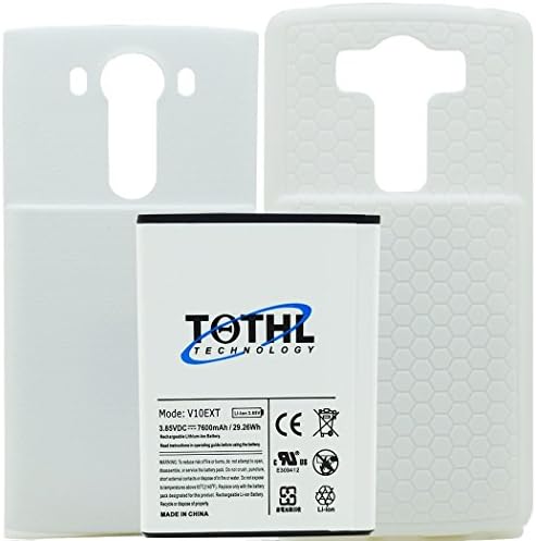 New 7600mAh Extended Life Battery+White Back Cover+HoneyComb TPU Case for For LG V10 H961N H900 VS990 H901 BL-45B1F Phone [ 24 Month Warranty ]