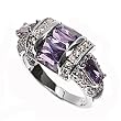 Sterling Silver Ring with Amethyst CZ - Size: 6-10