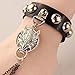 Lefinis Halloween Rock Punk Wolf Skull Bracelet Wristband with Linked Finger Rings