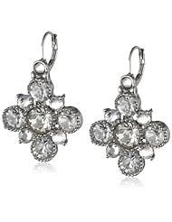 Betsey Johnson "Crystal Rhodium" Crystal Cluster Drop Earrings