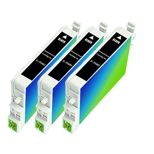 Abacus24-7 Remanufactured Ink Cartridges Replacement for Epson T0481 (3xBlack, 3-Pack)