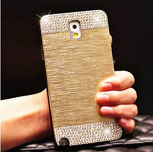 Galaxy S6 Edge Case ,Lucky Stores (TM) Luxury Diamond Hybrid Glitter Bling Hard Shiny Sparkling with Crystal Rhinestone Brushed Metal Aluminum PC Back Cover Case for Samsung Galaxy S6 Edge (Gold)