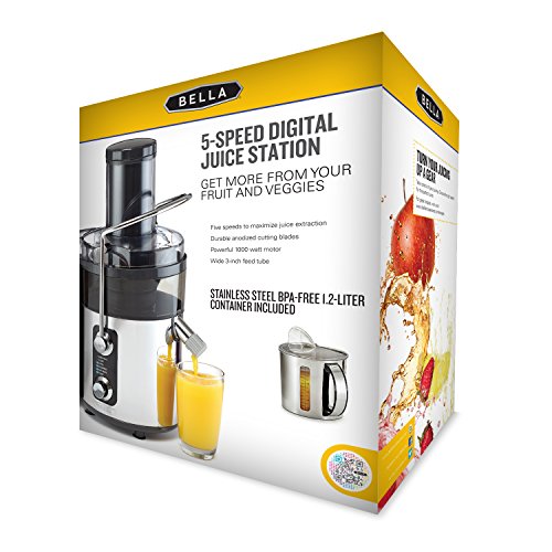 BELLA 5SPEED Centrifugal Elite Stainless Steel Juicer, 1000 watts New