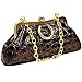 CROCODILE EMBOSSED BROWN HANDBAG CLUTCH W/CHAIN