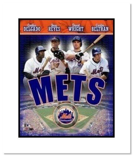 Carlos Delgado, Jose Reyes, Carlos Beltran and David Wright New York Mets MLB Double Matted 8x10 Pho