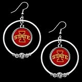 NCAA Iowa State Cyclones Ladies Double Hoop Crystal Dangle Earrings