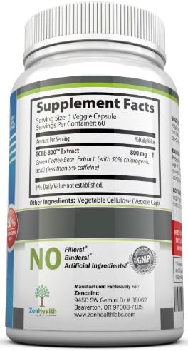 Pure Green Coffee Bean Extract 800mg - EXTRA Strong ULTRA Premium Weight Loss Supplement - (50% Chlorogenic Acid) - Lose Weight Naturally With This MAX Strength Diet Pill / Fat Burner - 1600mg Per Day For Fast Easy Weight Loss - Full 30 Days Supply
