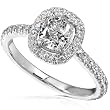 1-1/2ct TW Certified Cushion-Cut & Round-Brilliant Diamond Ring in 18kt Gold (F/VS1) - Size 6.5