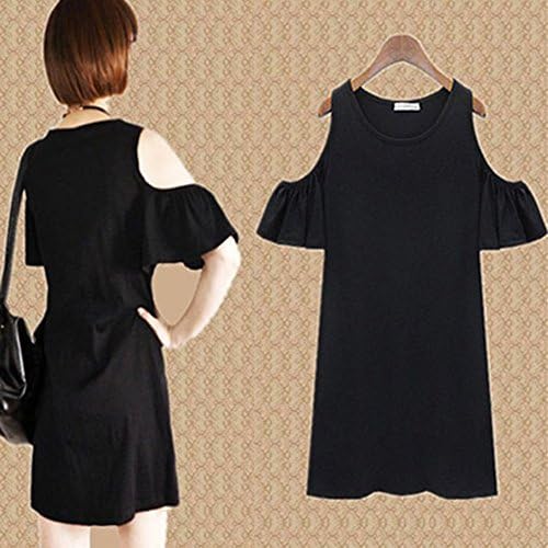 Urparcel Girls Off Shoulder Long Blouse Ruffled T-shirt Black L