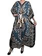 Beach Wear Kaftan Boho Hippy Black Gray Printed Maxi Dress Caftans