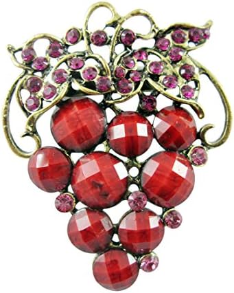 Lavish Red Grape Cluster Brooch