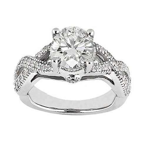 1.05 CT TW Crossover Diamond Engagement Ring in 14k White Gold