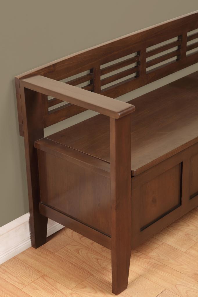 Simpli Home Adams Entryway Storage Bench, Medium Rustic