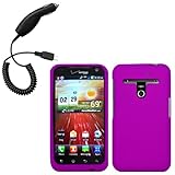 IMAGE OF Cbus Wireless Purple Silicone Skin / Case / Cover & Car Charger for LG Revolution / VS910