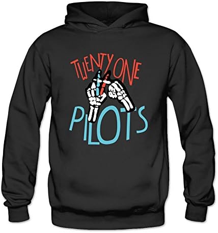 MeiLee Women's Cute Twenty One Pilots Logo Personalized Retro Hoodie Sweatshirt Black S