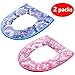 Evealyn Toilet Seat Covers Cushion Bathroom Warm Skin-Friendly Four Seasons Available Zipper Easy to Fit Washable and Reusable 2 pcs (Blue&Pink)