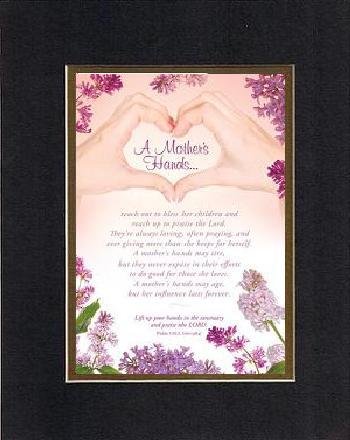 For Mother's Day - A Mother's Hands . . . 8 x 10 Inches Biblical/Religious Verses set in Double Beveled Matting (Black on Gold) - A Timeless and Priceless Poetry Keepsake Collection