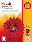 Kodak Ultimate Paper for Inkjet or Laser Printers, 24 lb. Weight, SFI Certified, Uncoated, 500 Sheets, 1 Ream, 83200