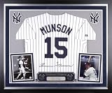 Thurman Munson New York Yankees Deluxe Framed Majestic Cooperstown Jersey