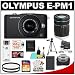 Olympus PEN Mini E-PM1 Micro 4/3 12.3 MP Digital Camera & 14-42mm MSC II R Lens (Black/Black) with 40-150mm Lens + 32GB Card + Battery + Case + 2.5x Telephoto & .45 Wide Angle Lens Set + (2) UV Filters + Tripod Kit