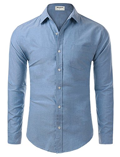 Clovery Mens Casual Oxford Slim Fit Long Sleeve Shirts
