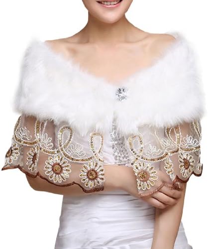 QLPJ Womens Fashion Lace Wrap Shawl Bridal Accessory Wedding Dress Accessory