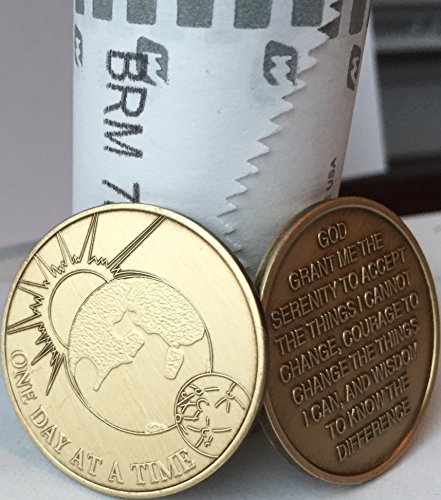wendells Bulk Lot of 25 Universe Sun Moon Earth One Day at A Time Bronze Medallions Serenity Prayer Chips