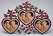 3 - 3×3 Hearts - 4 Large Red & 4 Lavender Flowers w/Crystal Accents