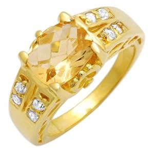 Buy Wonderful Brand New Ring With 3.90ctw Precious Stones - Genuine Citrine and Topazes Crafted in 14K... by Buyz.com