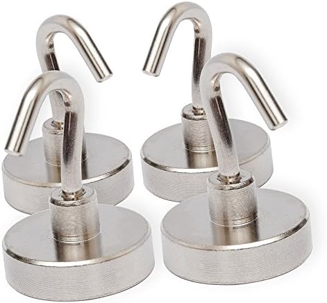 25 LB Magnetic Hooks Heavy Duty from Akses Royal - The Best Magnet For Indoor/Outdoor Multi Use - 4 Pack of The Heavy Duty Neodymium Hanging Hooks