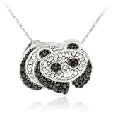 Sterling Silver Black Diamond Accent Pave Panda Bear Pendant