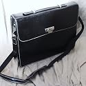Leather briefcase "Milano" 2 black bellows.
