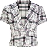 FULL TILT Plaid Girls Crop Jacket-Top - Black/White/Pink